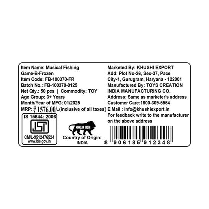 Kriiddaank  Musical Fishing Game B - FrozenBattery Operated Fishing Game FrozenElectronic Fishing ToyChildren’s GameInteractive ToyFun Learning Toy