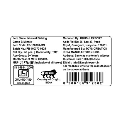 Kriiddaank  Musical Fishing Game B- MinnieElectronic Fishing Minnie ToyOcean Theme ToyElectronic Fishing ToyChildren’s GameInteractive Toy