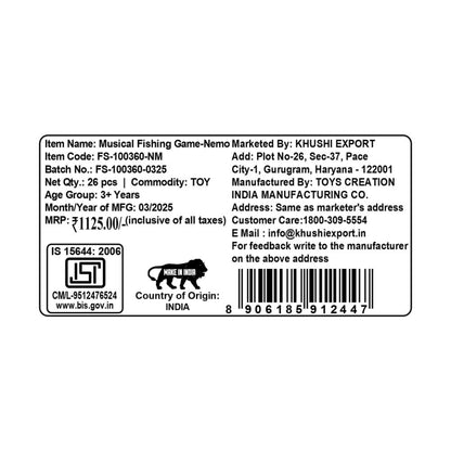 Kriiddaank MusicalFishingGame-NemoThemeFS-100360ByDisneyUnderwater Adventure ToyFish Catching GameBattery-Powered Fishing GameSea Animal ToyWater-Themed Educational Toy