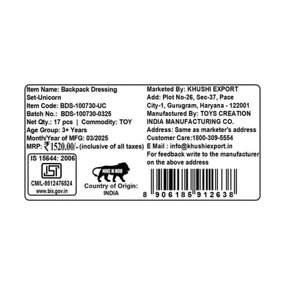 Kriiddaank BackpackDressingSet-UnicornThemeFantasy Beauty Kit for KidsUnicorn Dressing SetUnicorn Themed Beauty ToyRainbow Unicorn Beauty KitSparkle Unicorn Dressing Playset