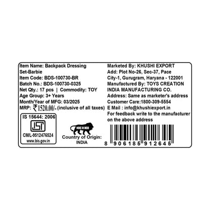 Kriiddaank BackpackDressingSet-BarbieThemeByMattelBarbie Beauty Kit for KidsBackpack Beauty Kit for GirlsFashion Doll Beauty Kit for KidsGlam Barbie Beauty KitDoll-Inspired Makeup & Dressing Set