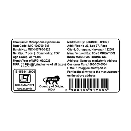 Kriiddaank  Microphone-SpidermanKids Singing MicrophoneKids Music Entertainment SetKaraoke Set for KidsInteractive Microphone ToyMagical Microphone