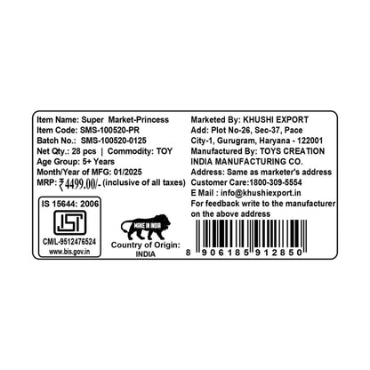 Kriiddaank SupermarketSetSMS-100520-PrincessByDisneySupermarket Shopping Playset for KidsPretend Play Grocery Store SetInteractive Shopping PlaysetDisney Princess Play SupermarketRoyal Supermarket Shopping for Kids