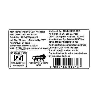 Kriiddaank TrolleyDoctorSet-AvengersThemeByMarvelKids Doctor Set with TrolleyMedical Playset for KidsToy Stethoscope & Medical InstrumentsSuperhero Themed Doctor PlaysetHeroic Medical Playset for Kids