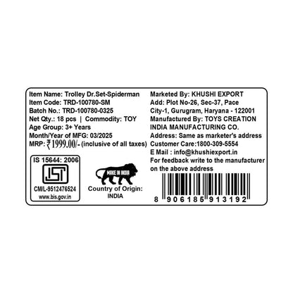 Kriiddaank TrolleyDoctorSet-SpidermanThemeByMarvelChildren's Medical Equipment ToyDoctor Play Set for Boys & GirlsDoctor Kit with Spidey-Inspired DesignWeb-Slinger Themed Doctor PlaysetHeroic Spiderman Medical Playset