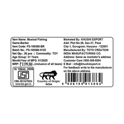 Kriiddaank  Musical Fishing Game- BarbieElectronic Fishing Toy barbieChildren’s GameInteractive ToyFun Learning ToyOcean Theme Toy