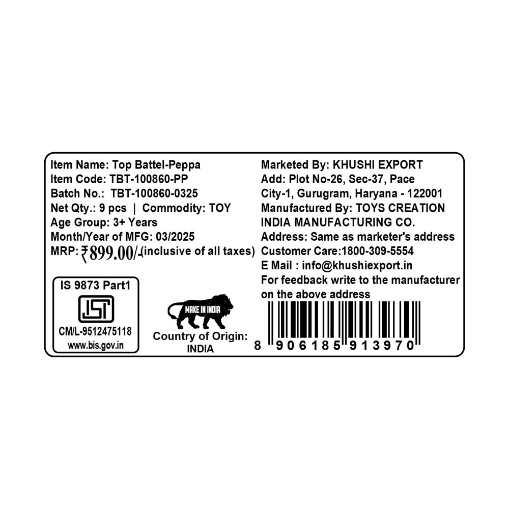 Kriiddaank TopBattel-PeppaPigThemeByHasbroFun Spinning Top Game for KidsPeppa Pig Battle Spinning TopsPeppa Pig Top Battle ToySpinning Battle Tops for Toddlers & PreschoolersPeppa Pig Themed Fun Toy for Kids