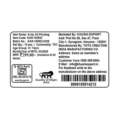 Kriiddaank  Army Kit PolybagTactical Army KitMini Soldier Kit Military Adventure BagAction Army Polybag Mini Soldier Kit