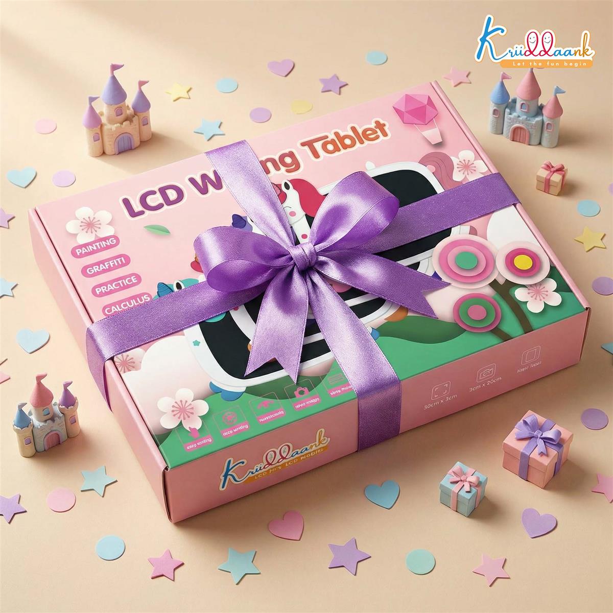 Kriiddaank 8.9" Unicorn LCD Writing Tablet for Kids, Electronic Magic Drawing Pad, Portable Doodle Board & Educational Toy, Birthday Gift for Boys & Girls Ages 3-12, White