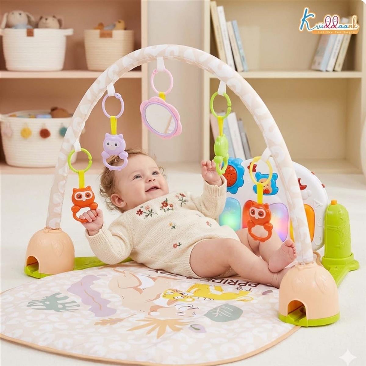 Lion King Theme Musical Baby Gym with Hanging Toys for Infants | Activity Play Mat with Piano Keyboard, Lights, Music & Rattles | 0-3 Years | Developmental Tummy Time Gym for Boys & Girls