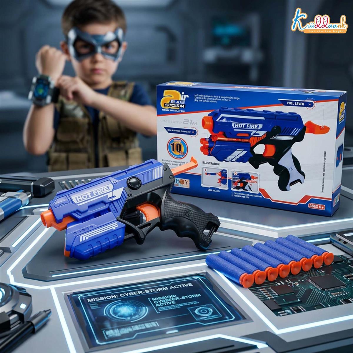 Blaze Storm Blaster Gun Toy for Kids - Soft Bullet Foam Dart Blaster with 10 EVA Bullets, Manual Single Shot Shooting Toy for Boys 3+ Years, Safe & Fun Action Playset, Multicolor
