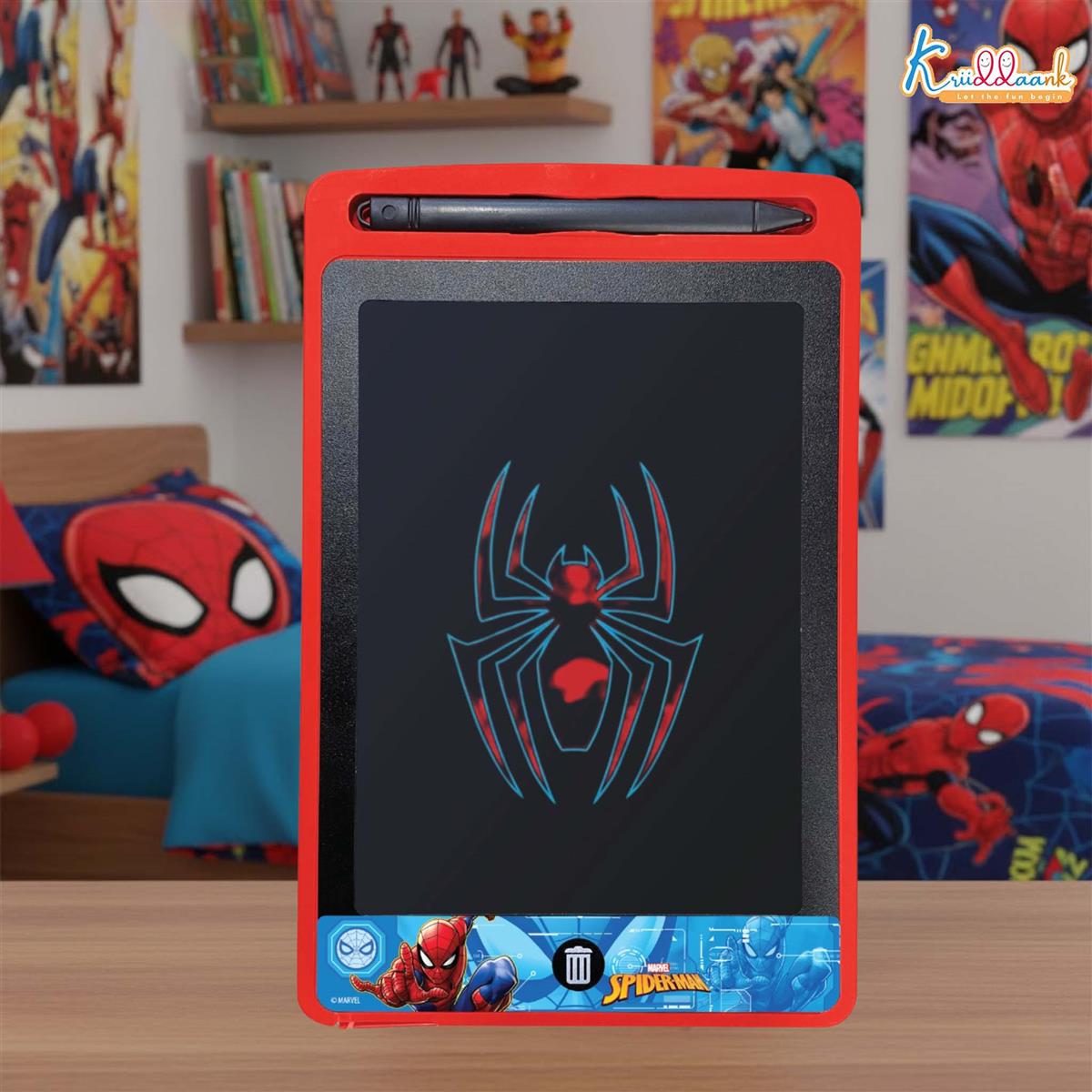 Kriiddaank Spiderman LCD Writing Tablet, 8.5 Inch Electronic Drawing Pad for Kids, Portable Erasable Doodle Board & Travel Slate, Educational Birthday Gift for 3-9 Year Old Boys & Girls, Blue