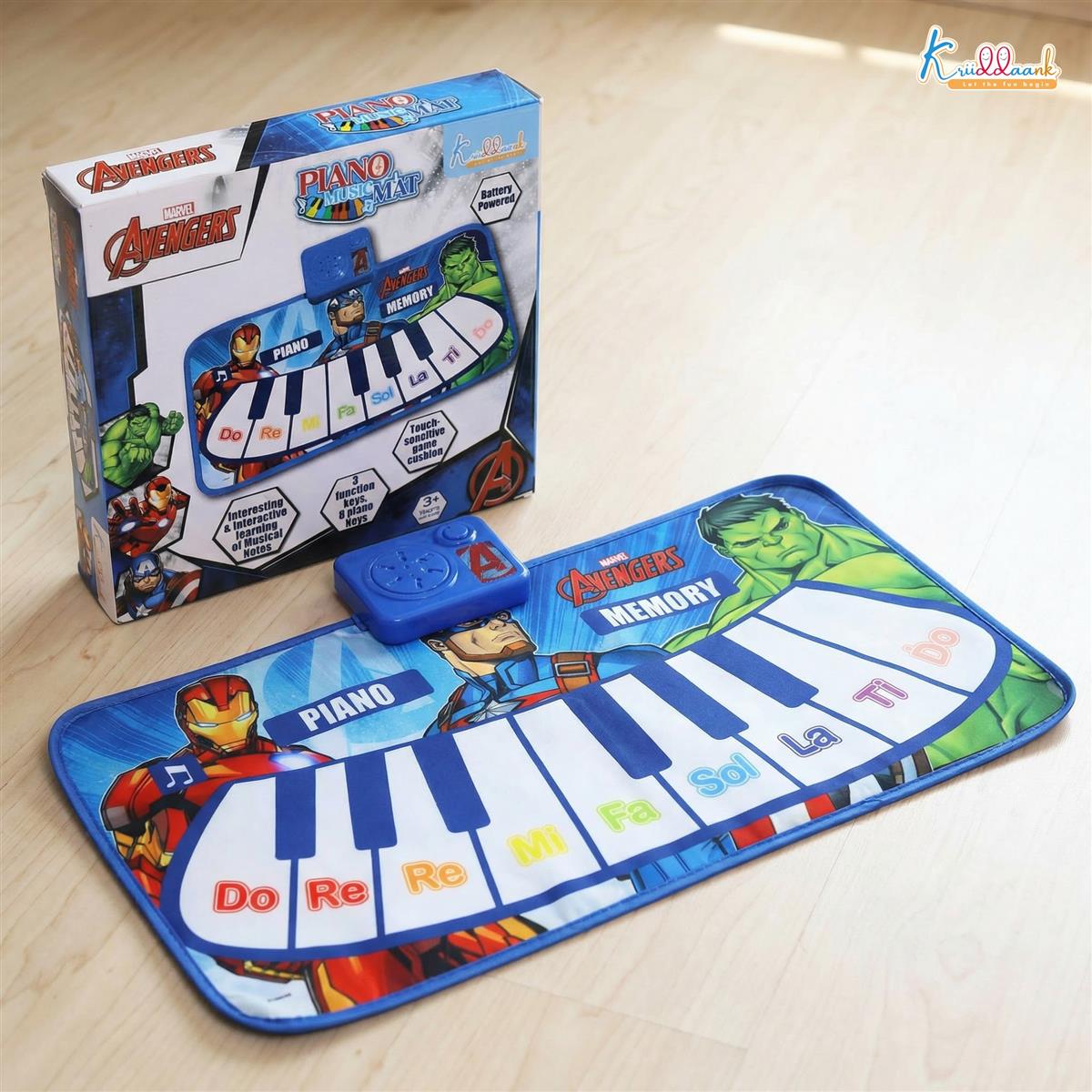Marvel Avengers Theme Piano Mat - Touch Sensitive Electronic Keyboard Music Play Mat for Kids | 8 Piano Keys & 3 Function Keys | Educational Dance & Play Musical Toy for Boys & Girls 3+ Years