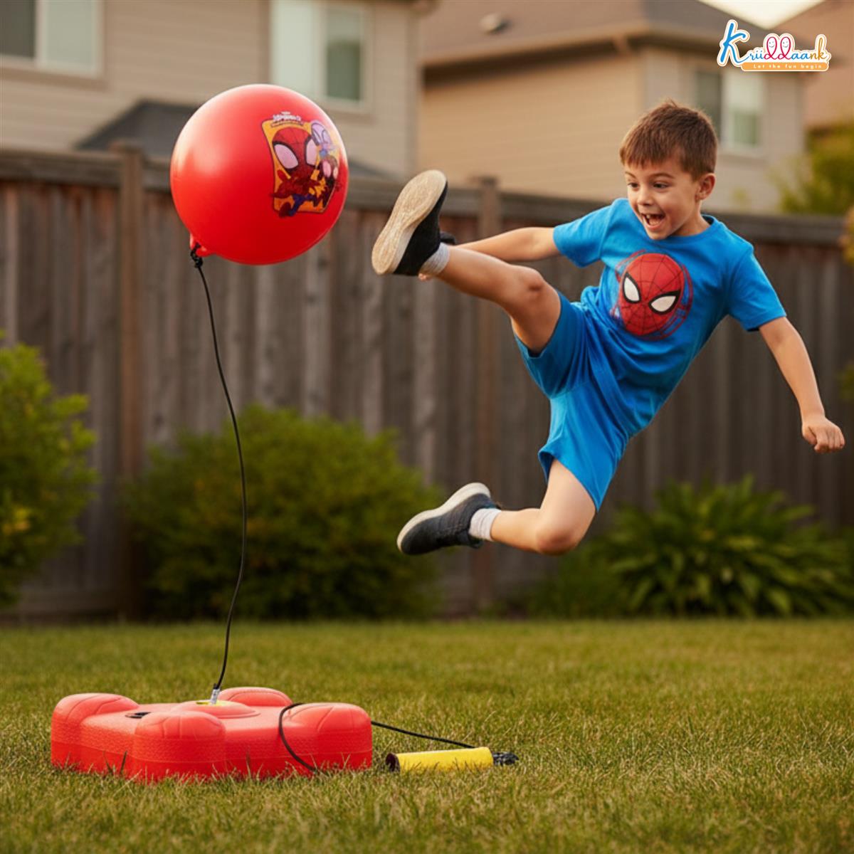 Spiderman Reflex Soccer Ball Solo Training Kit for Kids | Indoor & Outdoor Football Trainer with Recoil Action | Marvel Superhero Sports Toy for Boys 3+ Years | Portable Skill Building Set