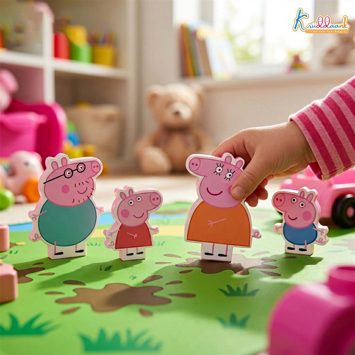 Kriiddaank Peppa Pig 2D Family Figure Fun Pack | Includes Peppa, George, Mummy & Daddy Pig | Non-Toxic Preschool Character Toy Set for Kids Ages 3+ | Ideal Birthday & Return Gift for Toddlers
