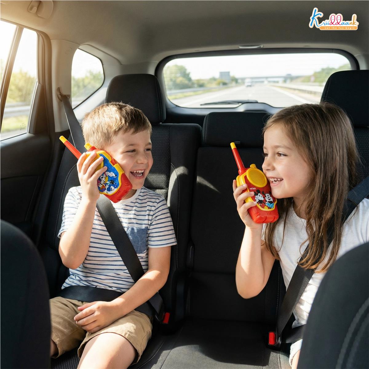Mickey Mouse Walkie Talkie Set for Kids - 75m Range 2-Way Radios for Boys & Girls, Red, Battery Operated Outdoor Communication Toy for Camping & Hiking, Non-Toxic & Child Safe - Ideal Gift for Age 3+