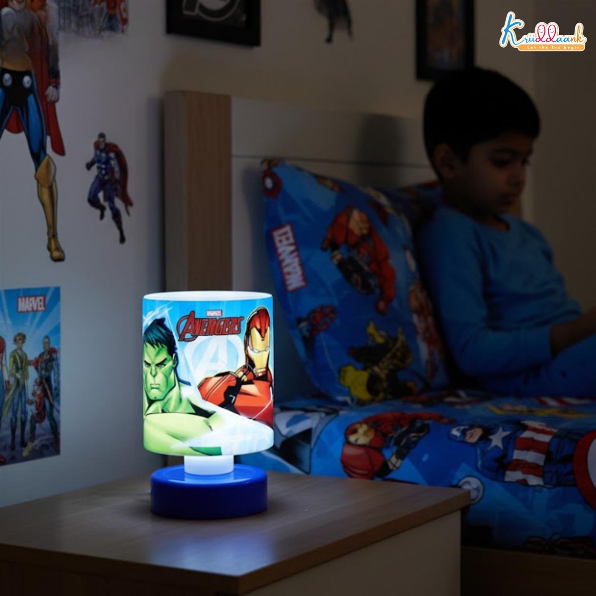 Marvel Avengers Theme LED Table Lamp for Kids - Push & Glow Battery Operated Mini Desk Light for Study & Bedroom Decoration - Superhero Night Light for Boys & Girls (Red/Multicolor)