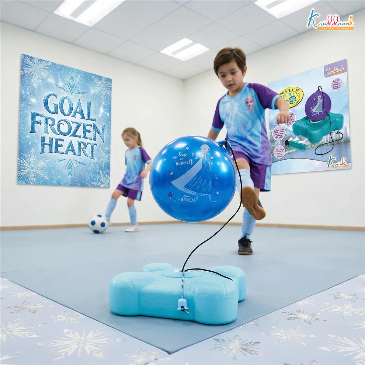 Disney Frozen Reflex Soccer Ball Training Kit for Kids - Indoor & Outdoor Solo Football Trainer with Recoil Action - Portable & Compact Soccer Practice Set for Boys & Girls Ages 3+