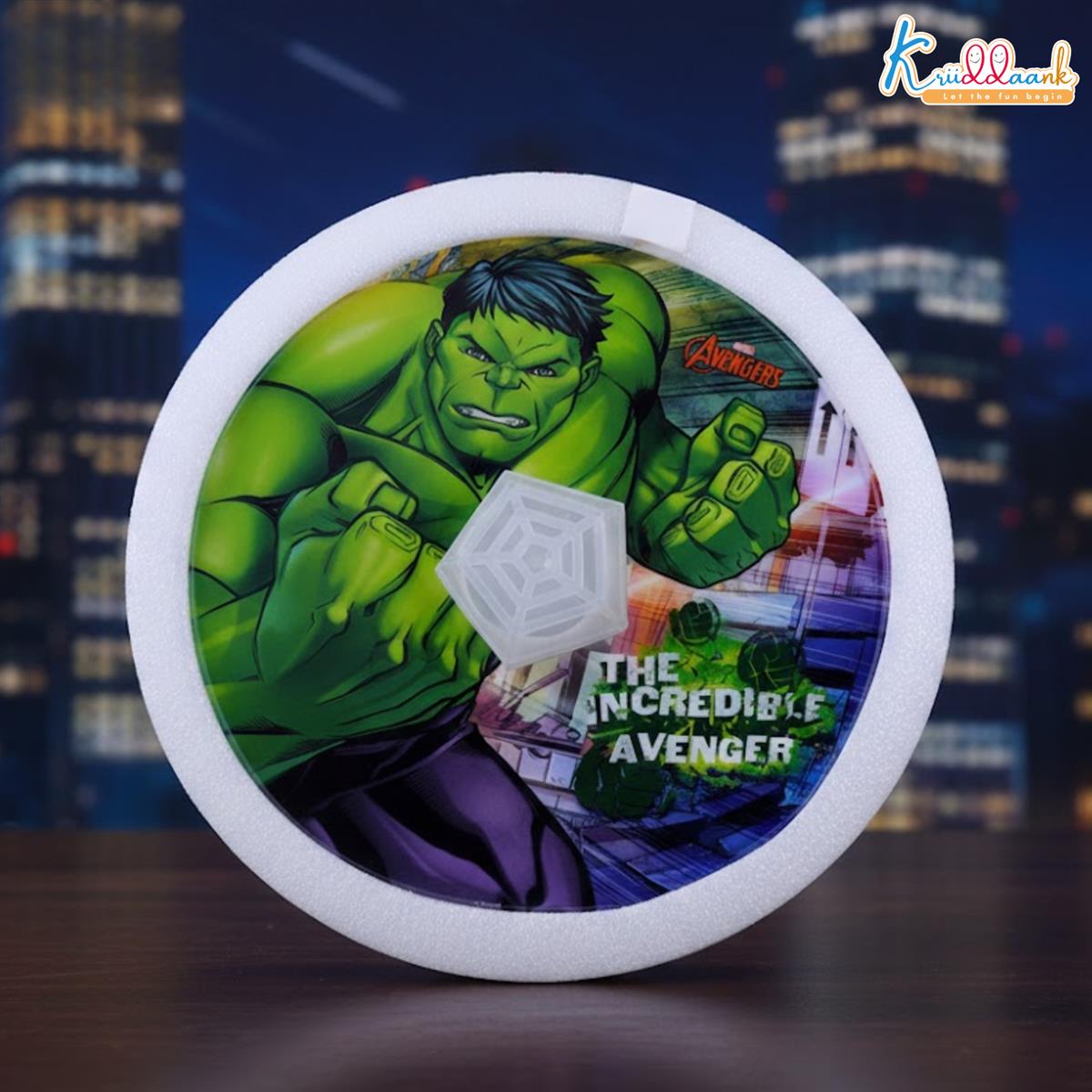 Marvel Hulk Theme Hover Soccer Ball for Kids - Air Power Football with LED Lights & Foam Bumpers - Indoor Disney Sports Toy for Boys & Girls - Safe, Interactive Superhero Play (Age 3-12)