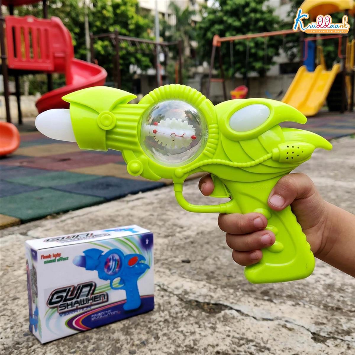 Kriiddank Musical Gun Shooting Playset for Boys & Girls - Bullet Blaster Action Toy with Foam Soft Bullets, Realistic Sound & Lights, Safe Fun for Kids Age 3+ Years (Multicolor)
