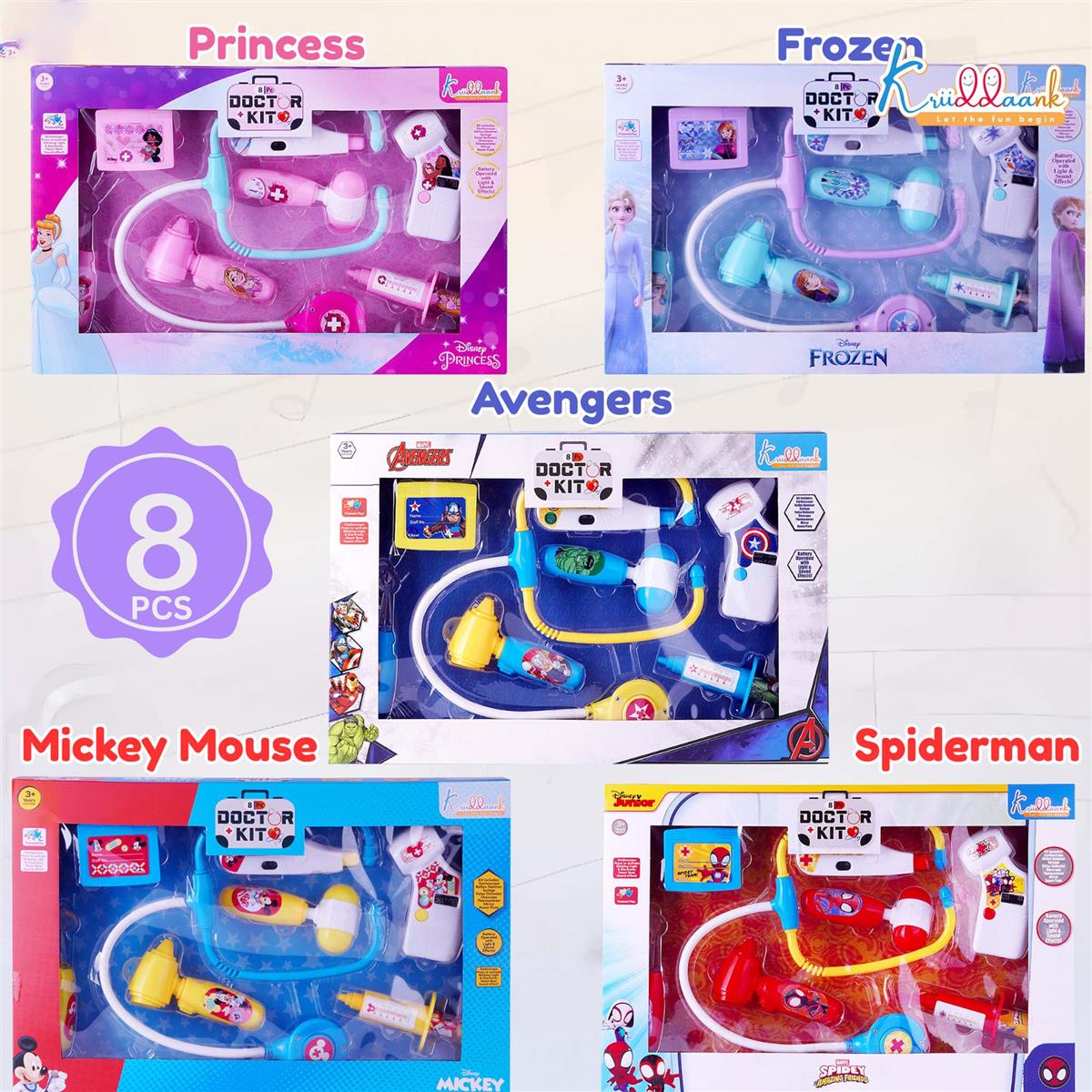 Disney Frozen Doctor Kit for Kids - 8-Piece Battery Operated Medical Play Set with Lights & Sounds, Includes Electronic Stethoscope & Accessories - Fun Pretend Play Toy for Ages 3+ (Turkish Blue)