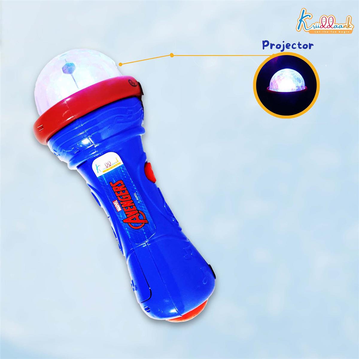 Kriiddaank Marvel Avengers Musical Microphone for Kids - Karaoke Toy with Disco Projection Lights, Music & Sound Effects - Battery Operated Superhero Toy for Boys and Girls Ages 3+