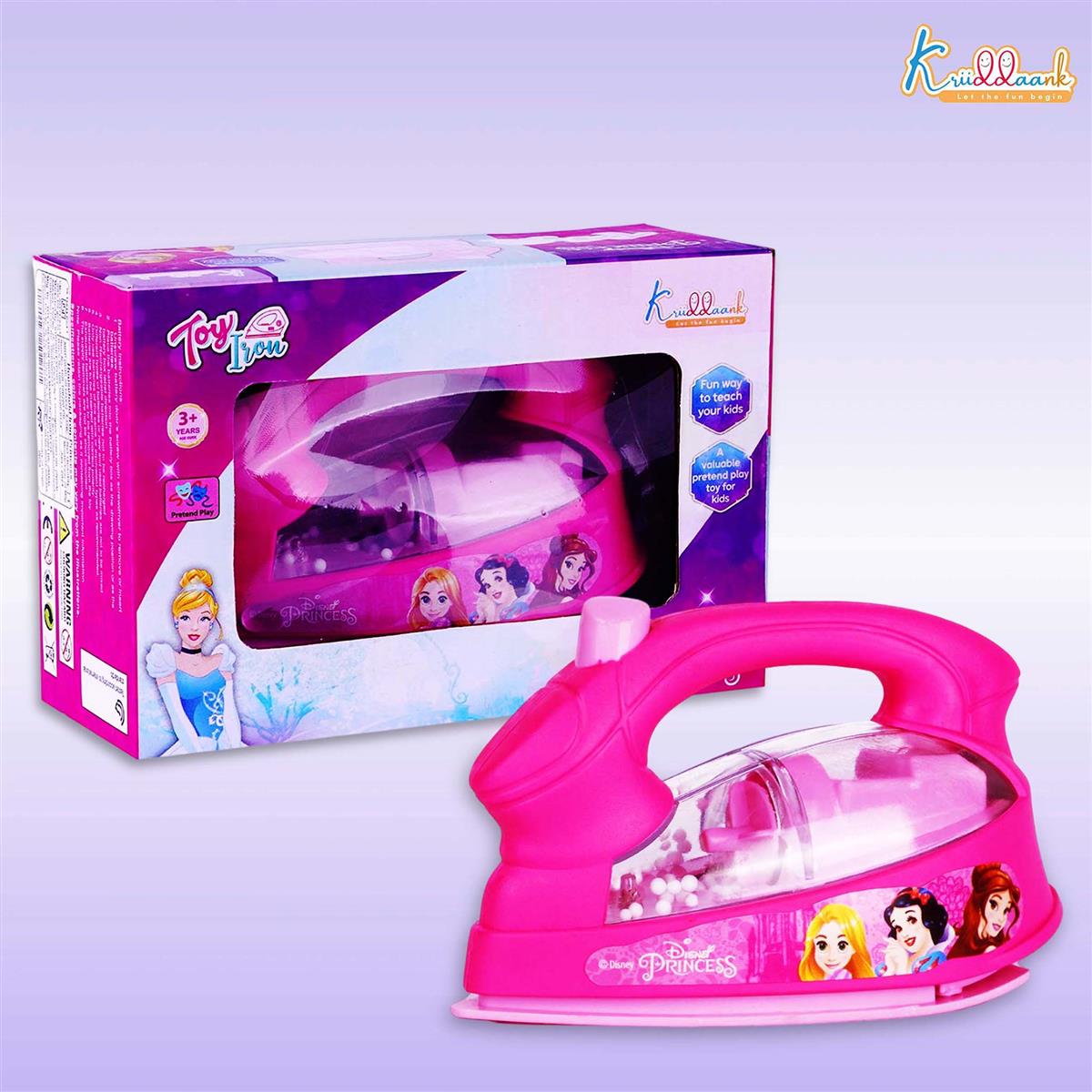 Disney Princess Theme Press Iron Toy for Kids - Battery Operated Pink Pretend Play Household Toy with Lights, Sound & Moving Beads - Educational Roleplay Gift for Girls Aged 3+ Years