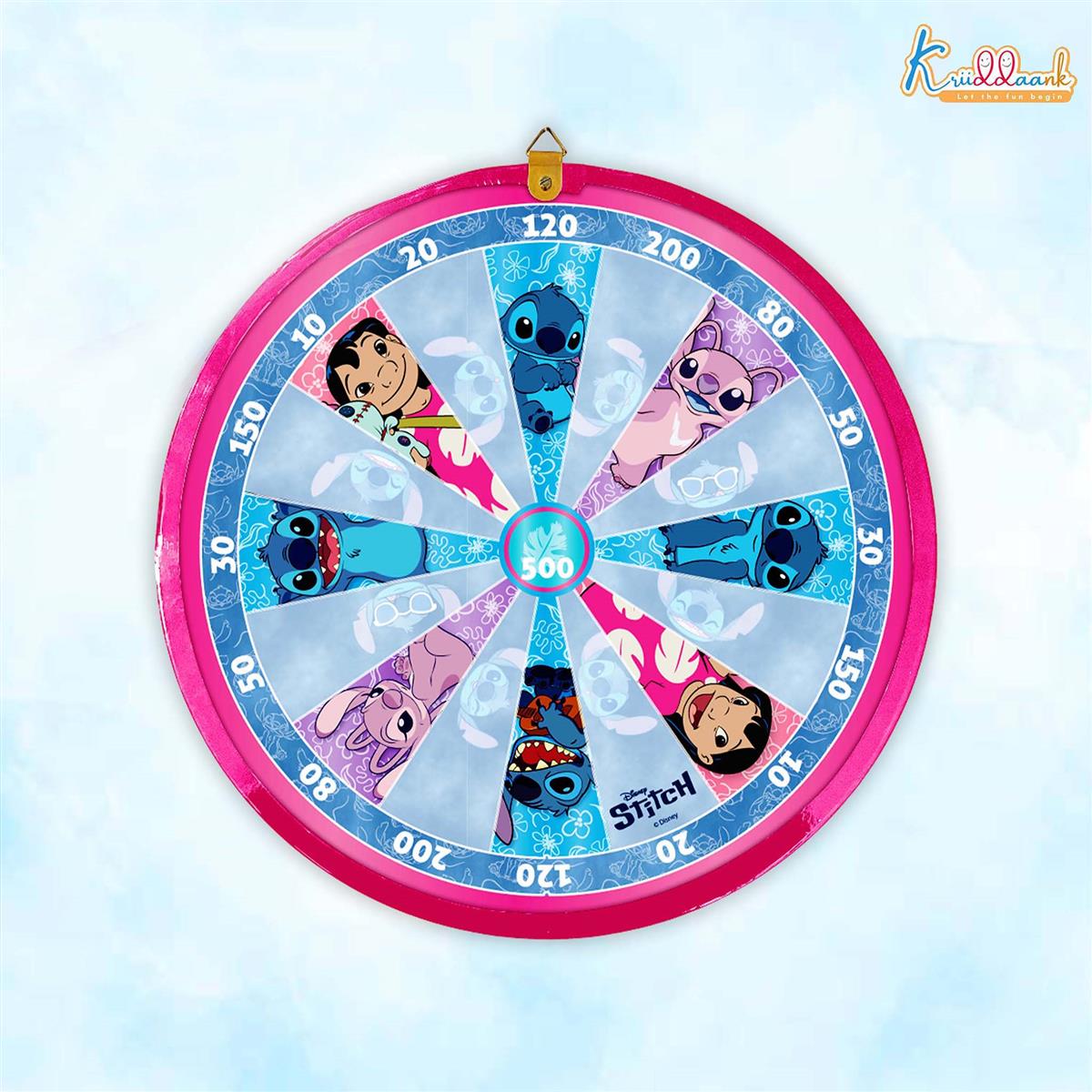 Kriiddaank Stitch 2-in-1 Flip N Play Board Game | Magnetic Dartboard & Ludo Set | Safe Indoor Game for Kids 3+ Years | Includes Magnetic Darts, Dice & Pawns | 34.2cm Double-Sided MDF Board