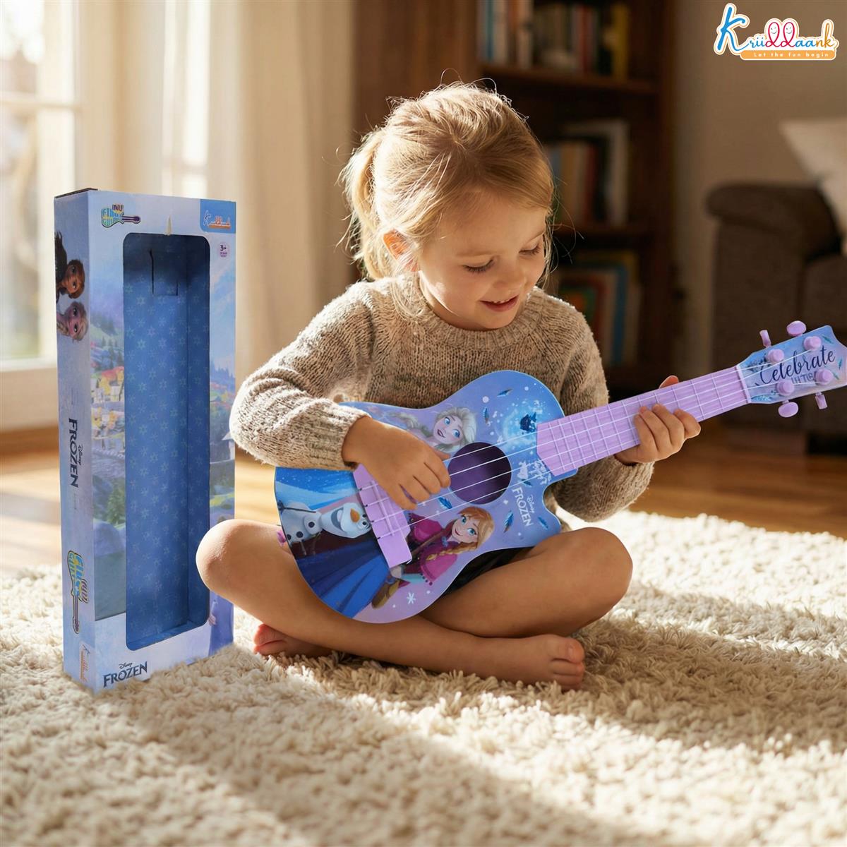 Frozen Theme Guitar (Small) for Kids - 4 String Mini Fingerstyle Musical Instrument - Short Scale Acoustic Toy Guitar - Best Educational Birthday Gift for Boys & Girls 3+ Years, Turkish Blue
