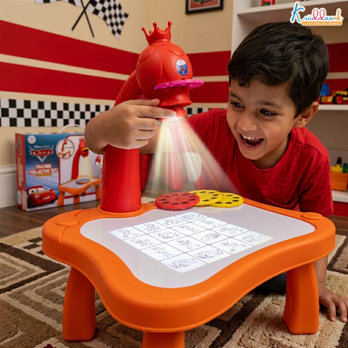 Kriiddaank Pixar Cars Tracing Projector Set for Kids - Trace & Draw Art Activity Set with 24 Patterns, Adjustable Focus & 3 Slides - Educational Sketching Toy & Creative Gift for Boys & Girls 3+