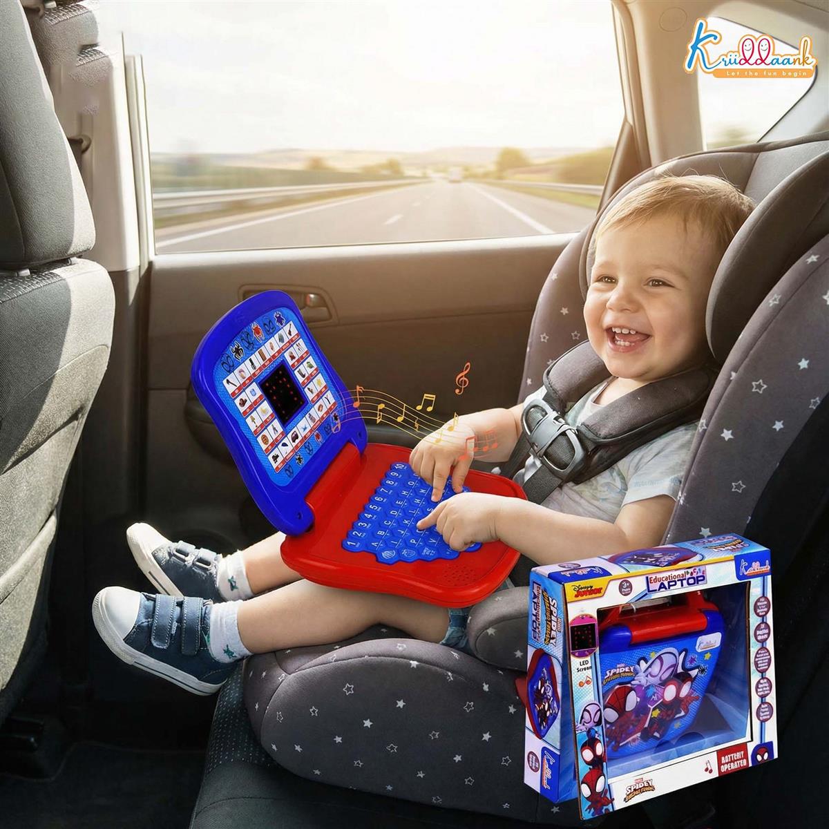 Spiderman Educational Learning Laptop Toy for Kids with LED Display & Music, Preschool Computer for Boys & Girls 3+ Years, ABC Alphabet & Number Learning, Blue & Red