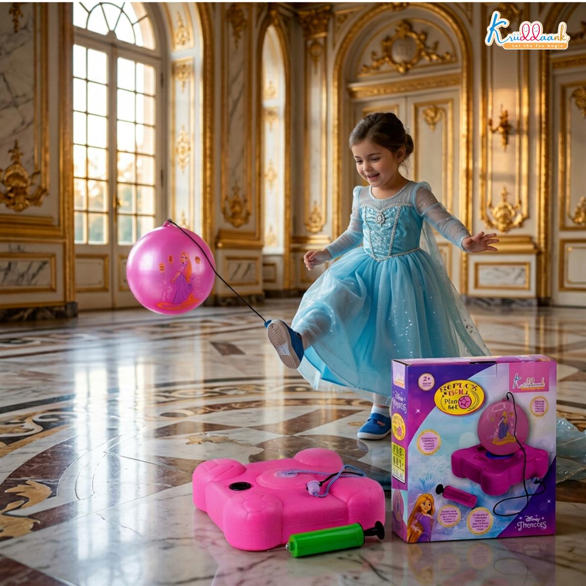 Princess Reflex Soccer Ball Solo Training Kit for Girls - Indoor & Outdoor Football Game with Recoil Action Return - Skill Building Sports Toy for Kids Age 3+ (Pink)