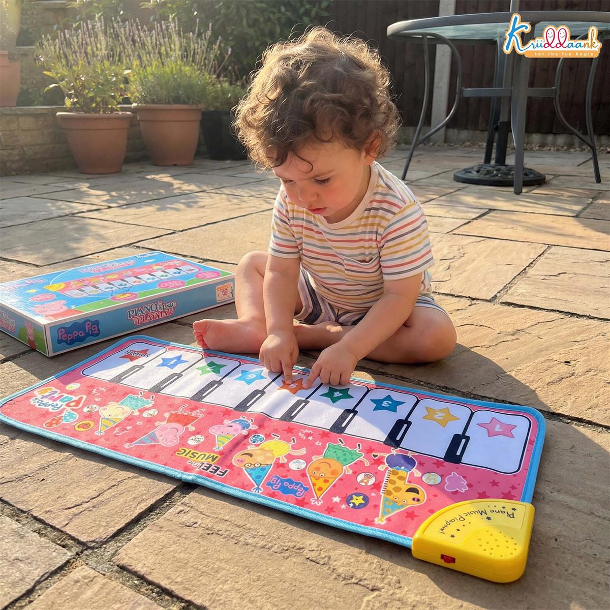 Kriiddaank Peppa Pig Piano Music Play Mat for Kids - 8 Keys & 3 Function Modes, Portable Roll-Up Floor Piano, Interactive Educational Musical Toy for Toddlers & Children 3+ Years, Pink