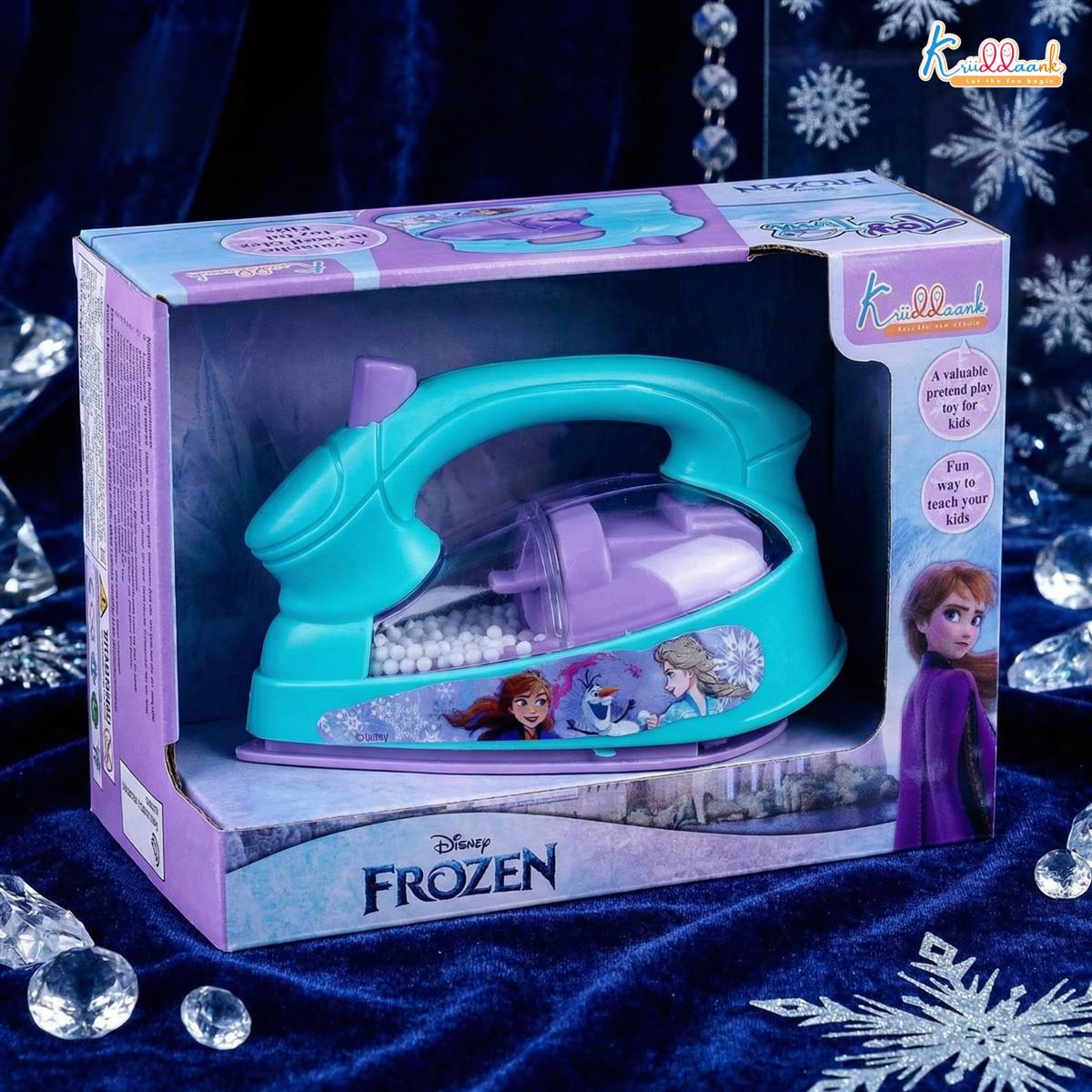 Frozen Household Press Iron Toy for Kids - Realistic Pretend Play Ironing Set with Moving Beads, Lights & Vibration - Educational Role Play Toy for Boys & Girls 3+ Years - Turkish Blue