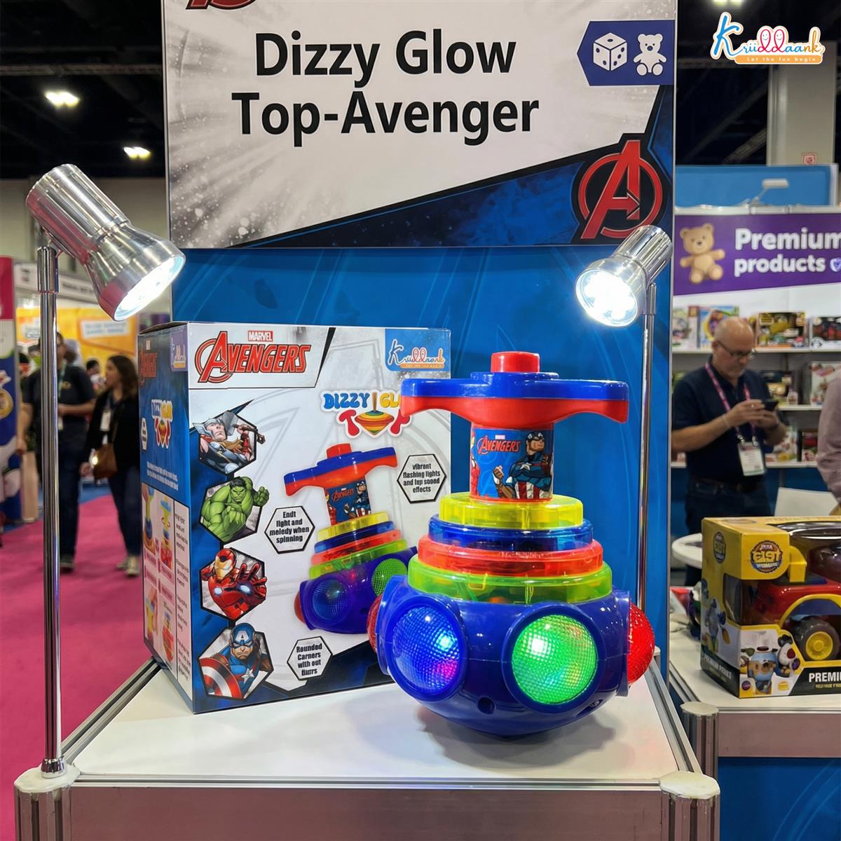 Avengers Dizzy Glow Top - LED Light Up & Musical Spinning Toy for Kids 3+ Years, 360 Degree Rotating Magic Spinner Lattoo with Flashing Lights & Sound, Marvel Avengers Theme, Battery Operated