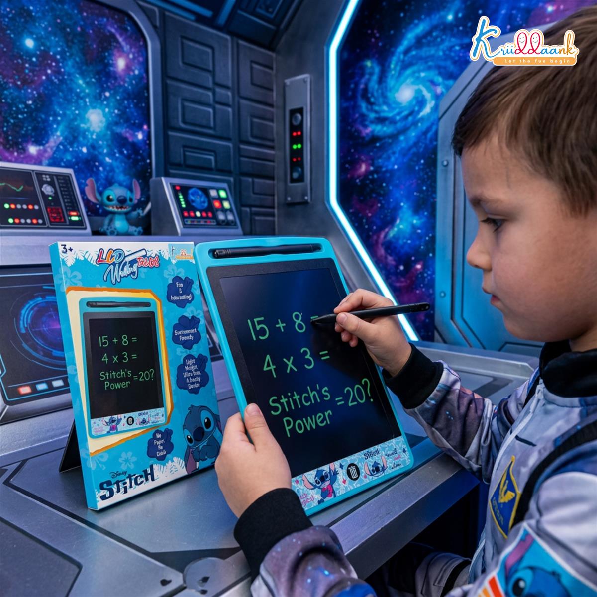 Kriiddaank Stitch Theme LCD Writing Tablet for Kids, 8.5 Inch Electronic Drawing Pad & Magic Slate, Portable Rewritable Doodle Board, Birthday Gift for Boys & Girls 3-9 Years Old, Blue
