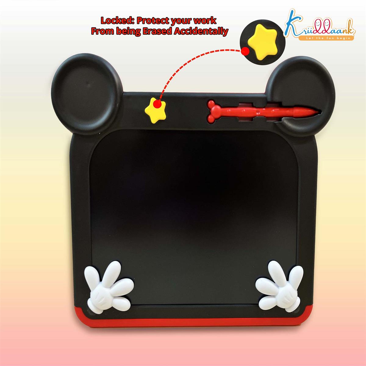 Kriiddaank Mickey Disney LCD Writing Magic Tablet 9 Inch, Electronic Drawing Pad for Kids, Toddler Travel Doodle Board, Preschool Early Education Toy, Birthday Gift for Boys & Girls 3-9 Years (Red)