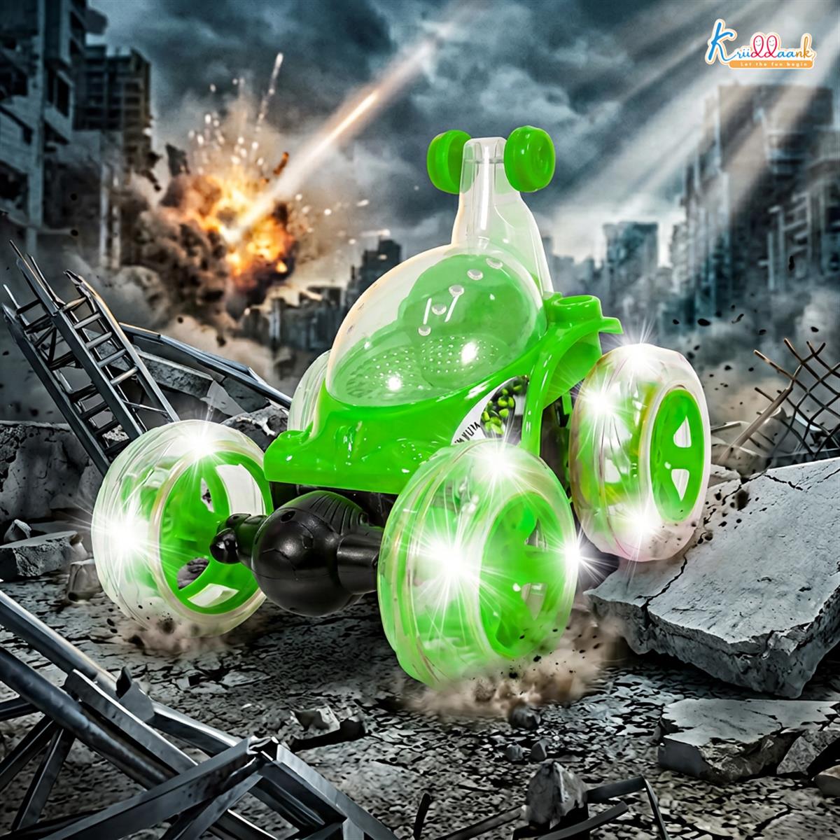 Kriiddaank Double-Sided RC Stunt Car - 360Â° Spin High-Speed Off-Road Monster Truck for Boys - Musical & Light-Up Remote Control Toy Car, Rechargeable Battery, Durable Diecast Build (Multicolor)