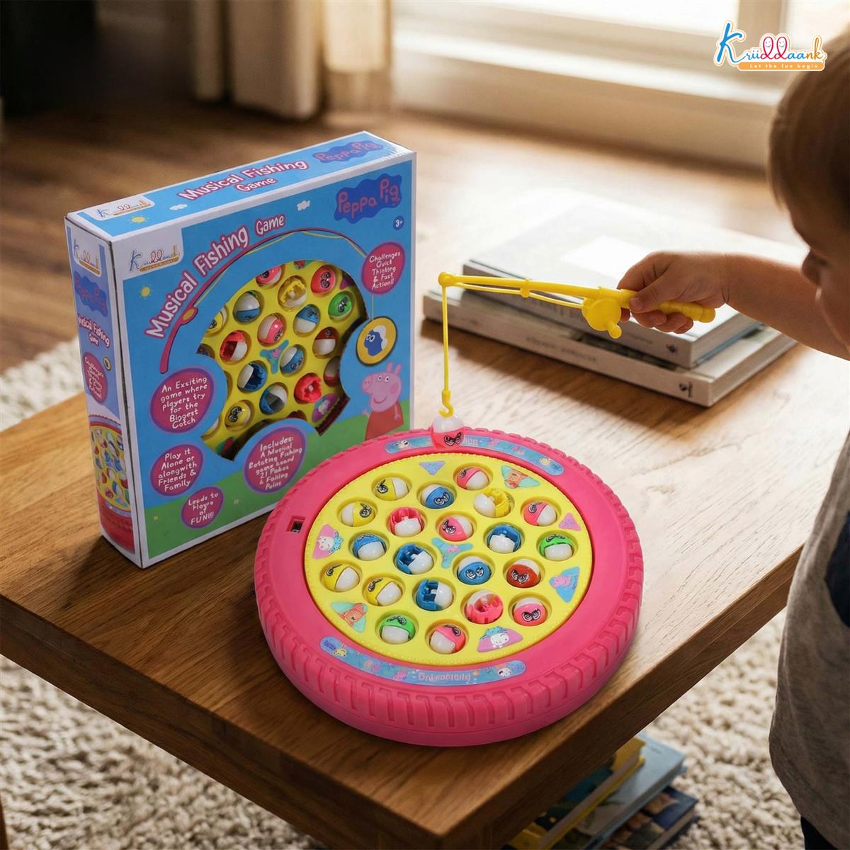Peppa Pig Musical Rotating Fishing Game - Underwater Adventure Toy for Kids 3+ | Battery Powered with 4 Fishing Poles & 21 Fishes | Fun Educational & Interactive Play for Boys & Girls