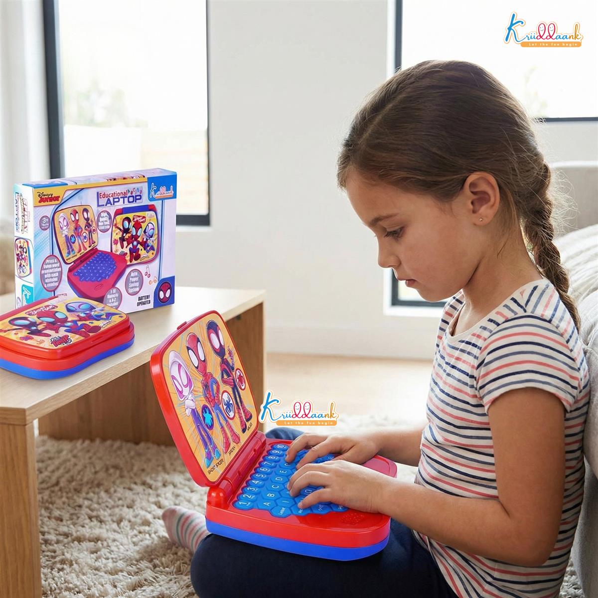 Spiderman Educational Laptop for Kids - Interactive Alphabet & Number Learning Toy with Music & Sound, Early Development Preschool Computer, Safe & Non-Toxic Learning Tool for Ages 3+
