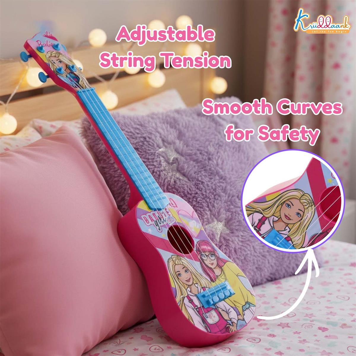 Mattel Barbie Theme Big Guitar Toy for Kids - Pink Musical Instrument for Girls Age 3+ | Interactive Sound & Educational Play | Lightweight & Safe Design | Perfect Birthday Gift for Kids
