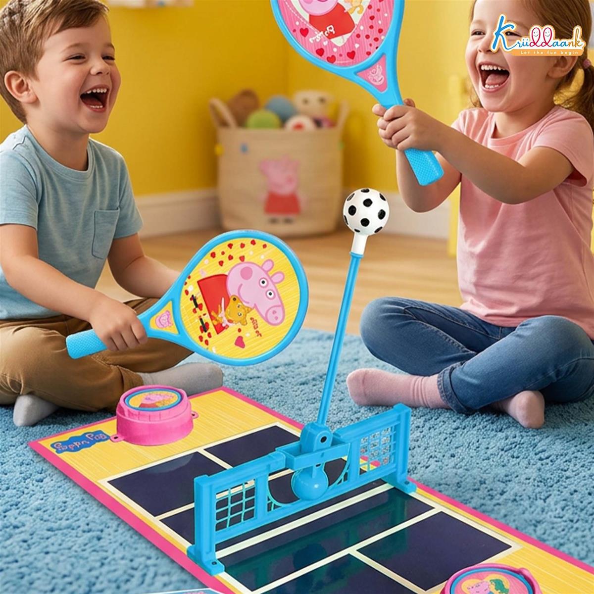 Kriiddaank Peppa Tennis Smash Tabletop Table Tennis Game for Kids - 2-Player Interactive Ping Pong Toy Set with Spring Launcher & Paddles - Active Indoor Fun, Birthday Gift for Boys & Girls 3+