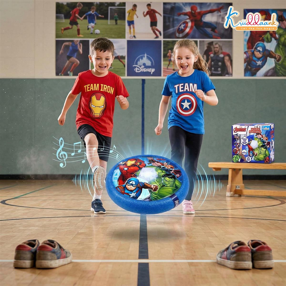 Marvel Avengers Hover Football Theme Air Power Soccer Ball with LED Lights & Foam Bumpers | Safe Indoor Floating Sports Game Toy for Kids Boys & Girls Age 3+ | Ideal Birthday Gift (18cm)
