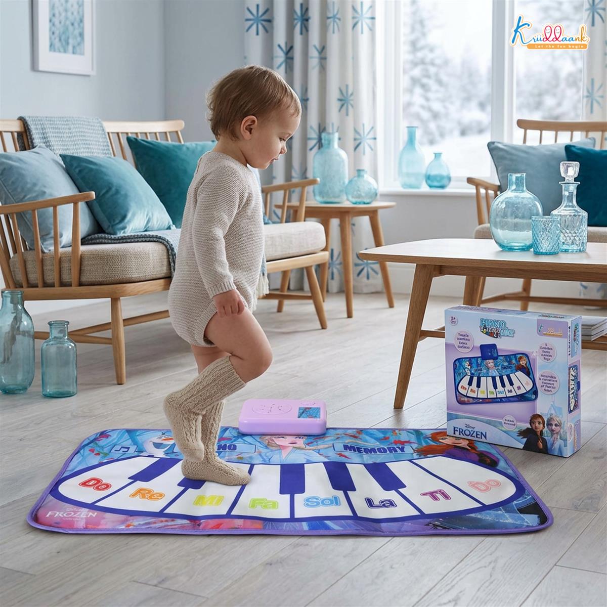 Frozen Theme Piano Music Mat - Step-On Floor Piano with Elsa & Anna, Touch Sensitive Musical Dance Mat for Kids Ages 3+, 8 Piano Keys & 3 Functions, Educational & Fun Toy for Girls & Boys