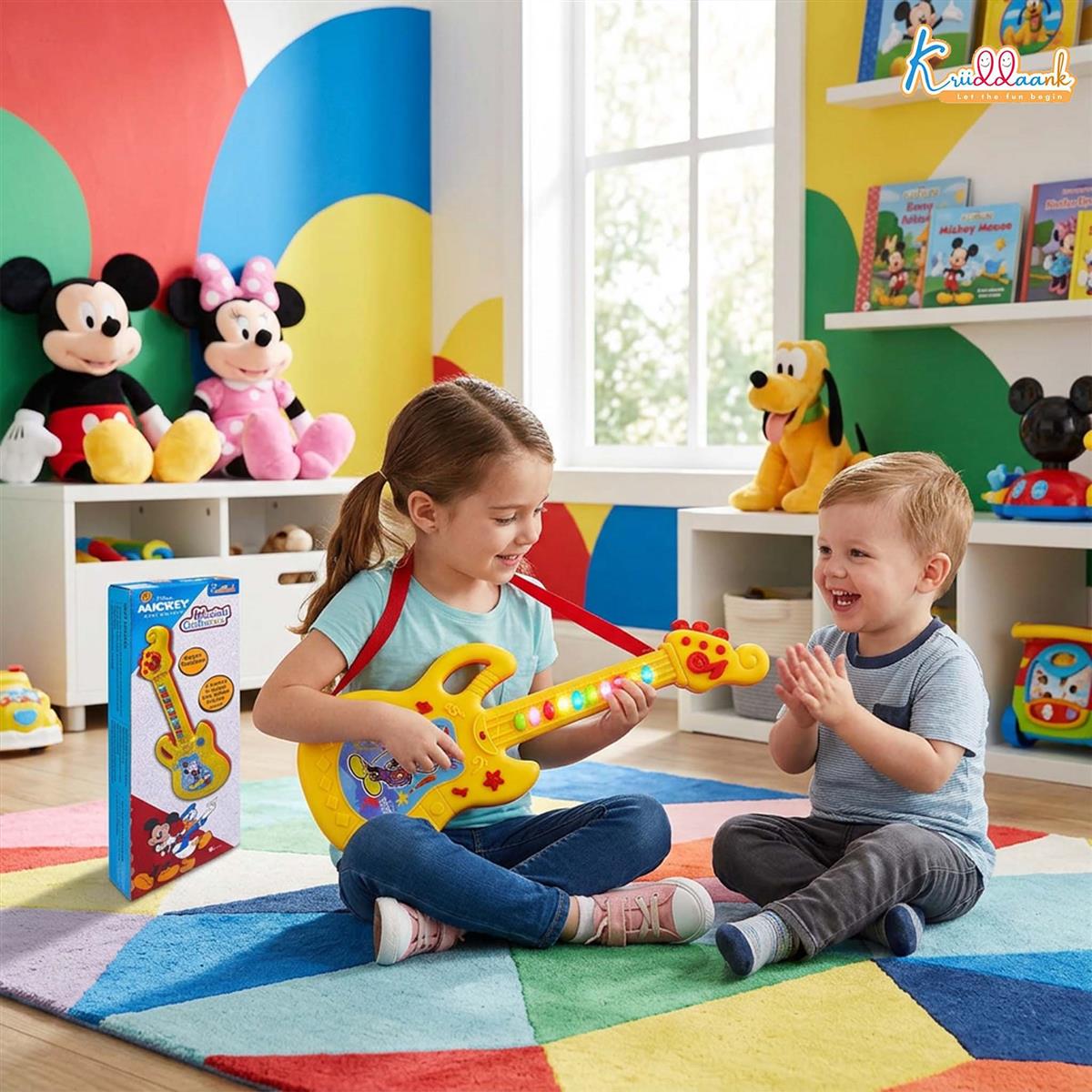 Disney Mickey Mouse Theme Musical Guitar for Toddlers & Kids | Battery Operated Sing-Along Educational Toy | Interactive Music & Sounds for Juniors (3+ Years) - Red