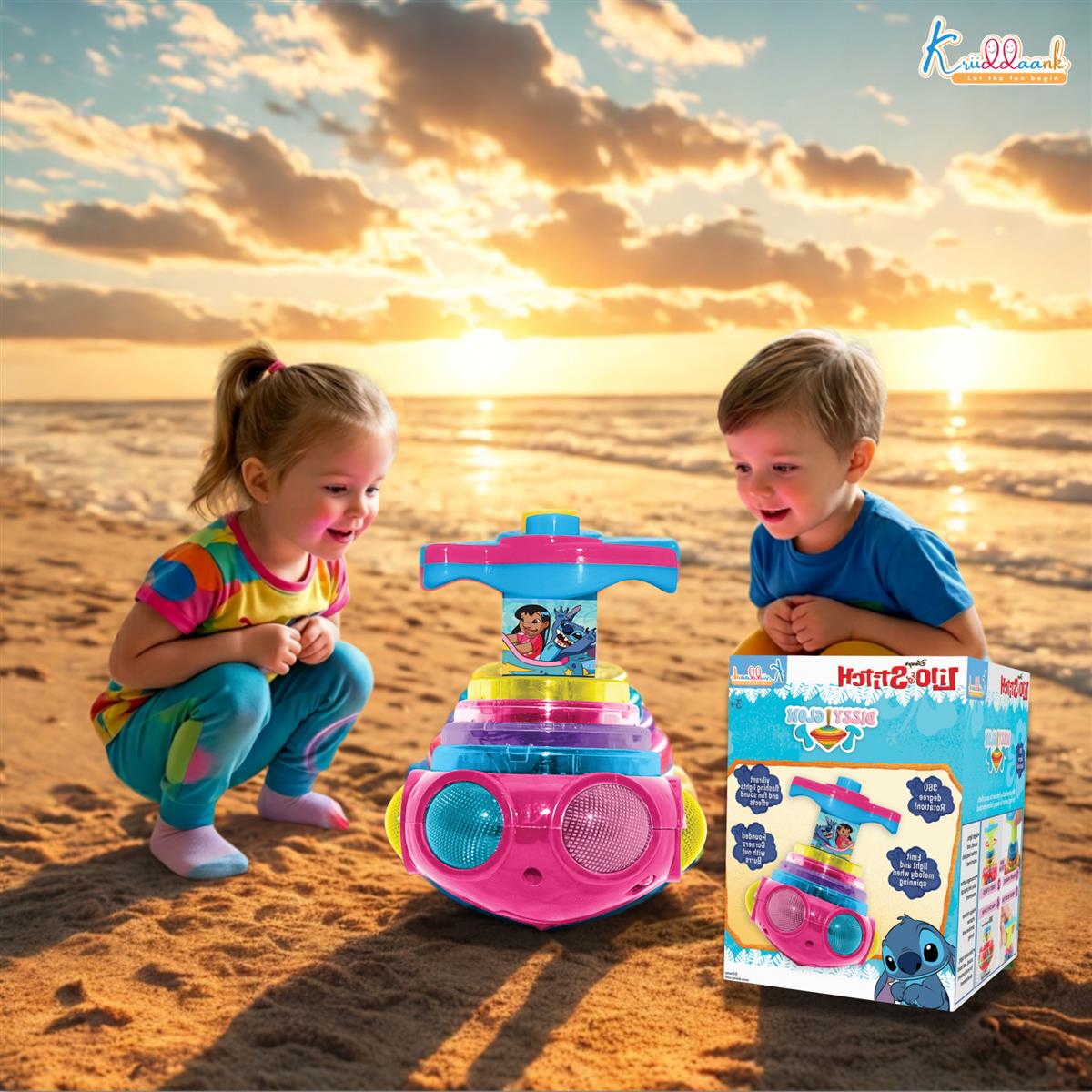 Stitch Dizzy Glow Top - LED Light & Music Spinning Top Toy for Kids, Magic Stitch Spinner Musical Lattoo with 360Â° Rotation, Fun Sound Effects & Flashing Lights for Boys & Girls, Ages 3+ Years