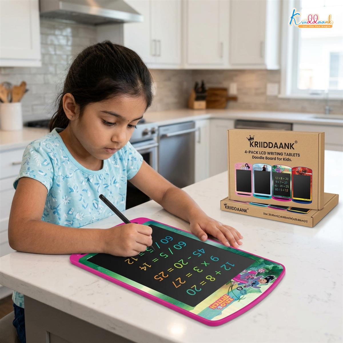 Kriiddaank Pack of 4 LCD Writing Tablet Doodle Board for Kids - 8.5 Inch Colorful Electronic Drawing Pad, Educational Learning Toy with Lock Function & One-Tap Erase, Kids Birthday Gifts (Multicolor)
