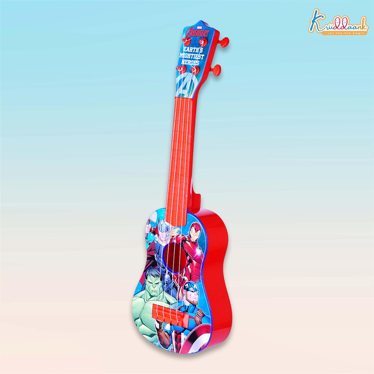 Marvel Avengers Theme 4-String Guitar Toy for Kids (Big) - Educational Musical Instrument for Toddlers & Children, Safe & Lightweight Fingerstyle Play, Ideal Gift for Boys & Girls 3+ Years, Red