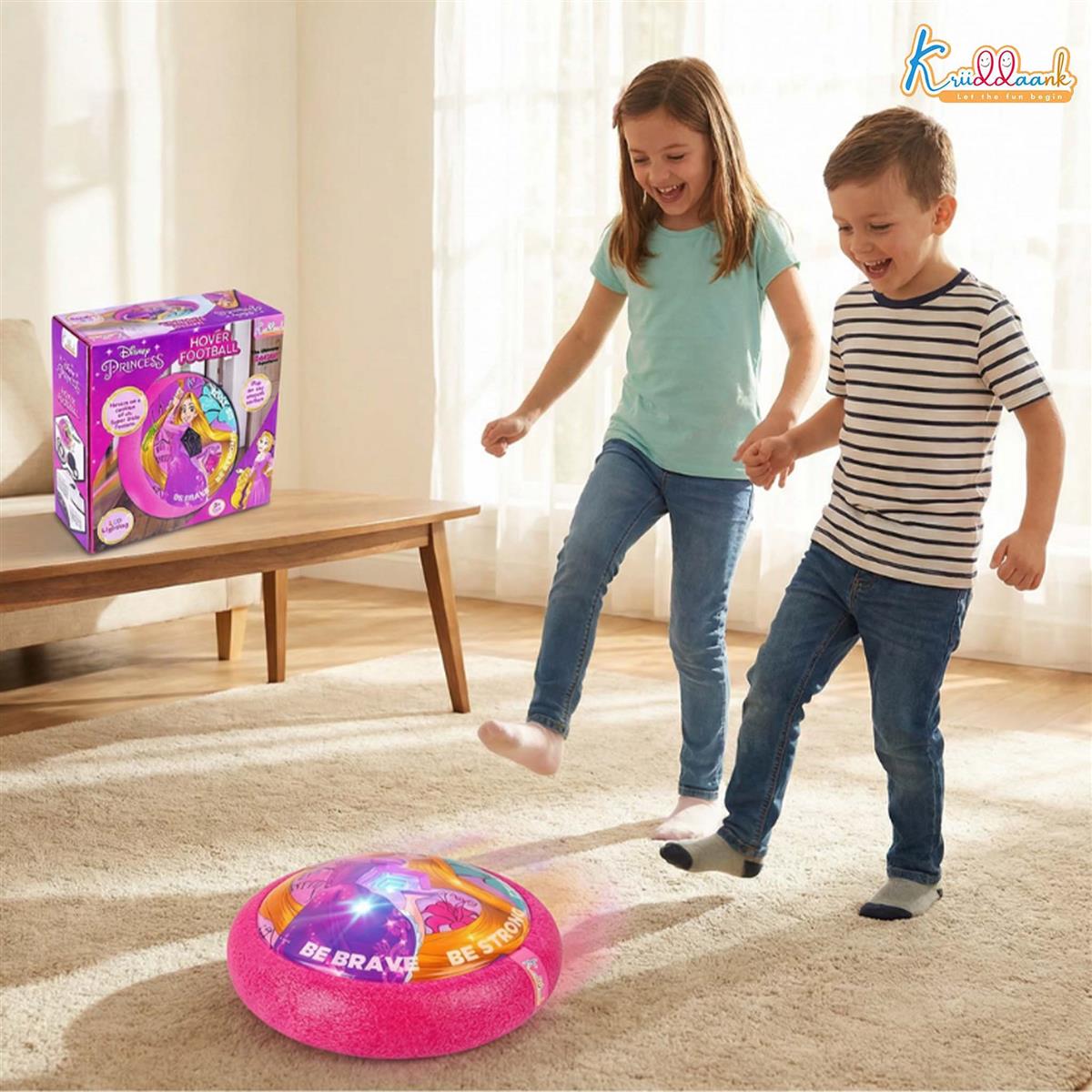 Disney Princess Hover Football - Indoor Air Power Soccer Ball with LED Lights & Foam Bumper - Pink Gliding Toy for Kids, Safe Smooth Surface Play, Birthday Gift for Girls Ages 3+