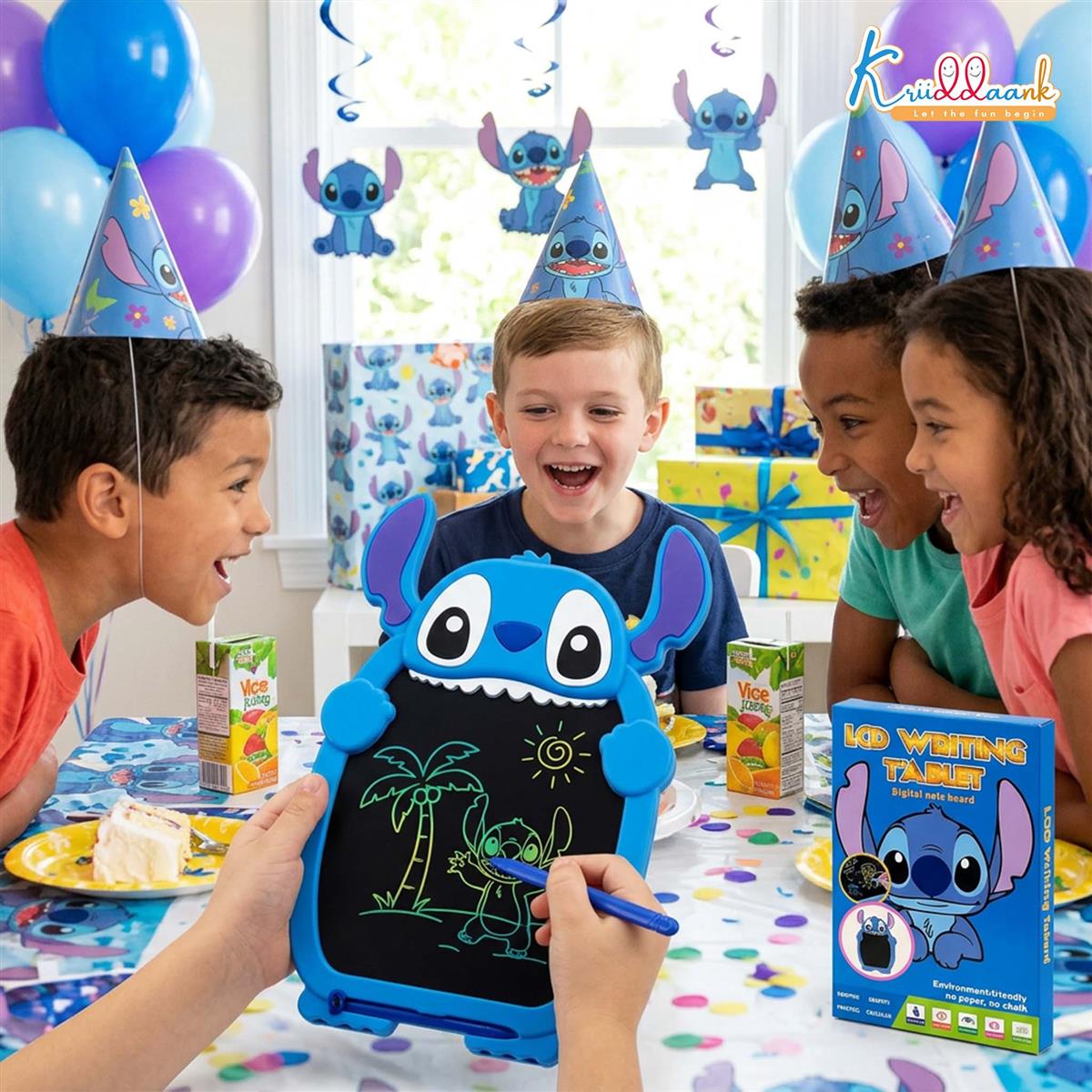 Kriiddaank Stitch LCD Writing Magic Tablet for Kids - 8.5 Inch Colorful Drawing Pad, Portable Doodle Board, Educational Toy & Travel Game, Birthday Gift for Boys & Girls Ages 3-9, Blue